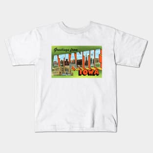 Greetings from Atlantic, Iowa - Vintage Large Letter Postcard Kids T-Shirt